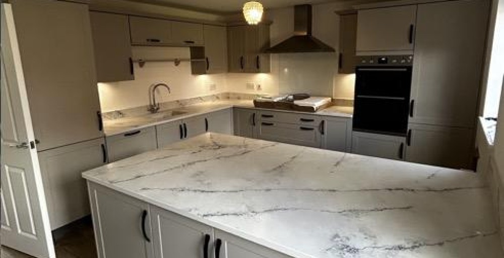 New island and New quartz worktops, Bedhampton, 2025