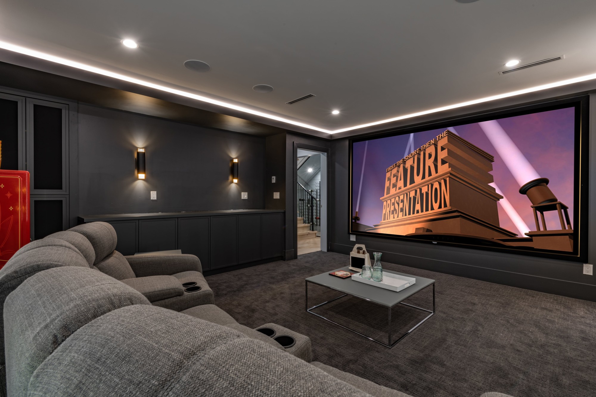 Luxury cinema room with large screen